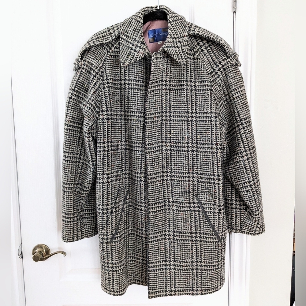 Vintage Bluda Inverno Wool winter Coat plaid Glen check medium